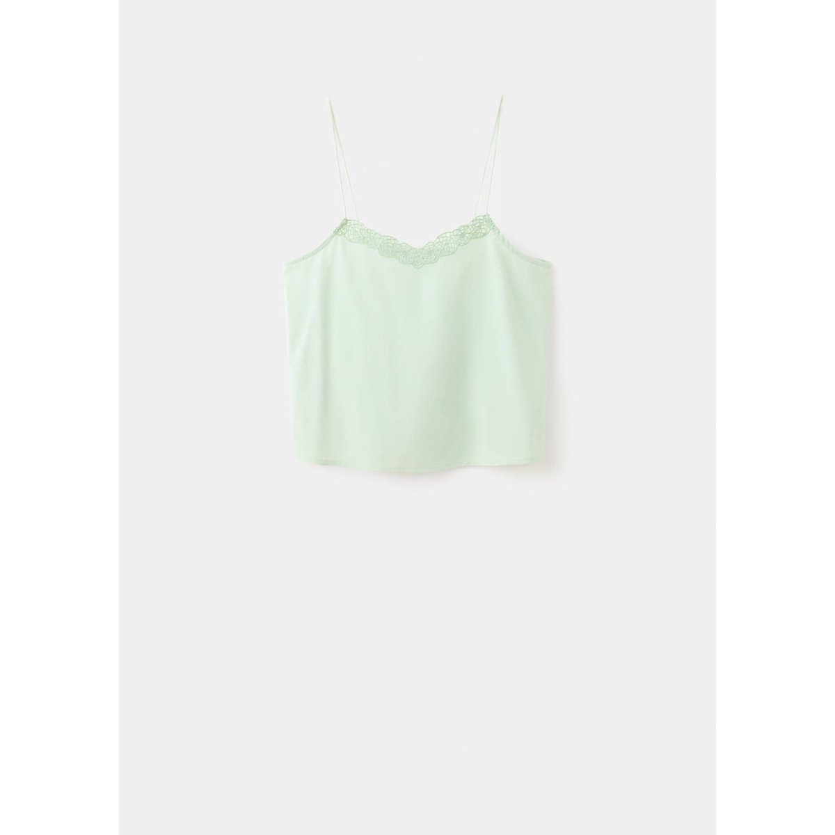 Débardeur à bretelles avec détail en dentelle vert menthe, MANGO TEEN