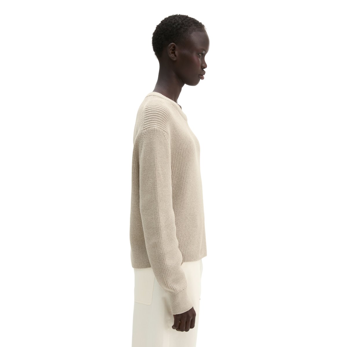 Pull en vrac en coton organique lourd beige, MARC O'POLO