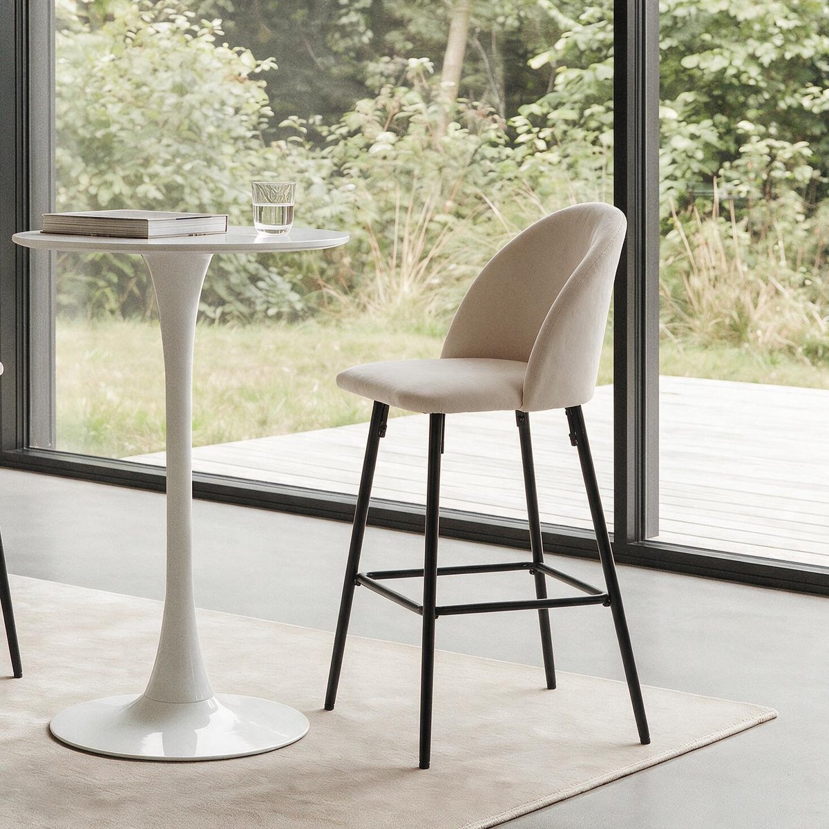 Lot de 2 tabourets de bar, NILSSON blanc cassé, NORDLYS