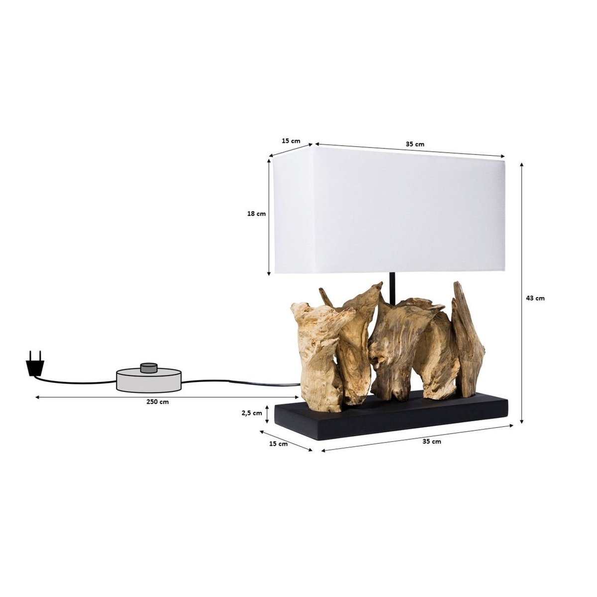 Lampe en bois flotté et coton, NATURE bois, KARE DESIGN