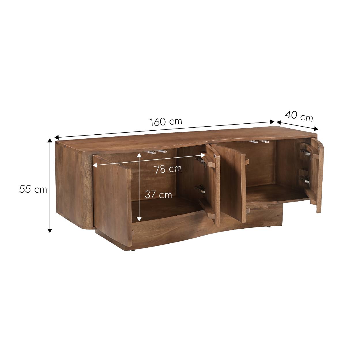 Meuble TV en bois de manguier ERYNDEL bois foncé, MADE IN MEUBLES 