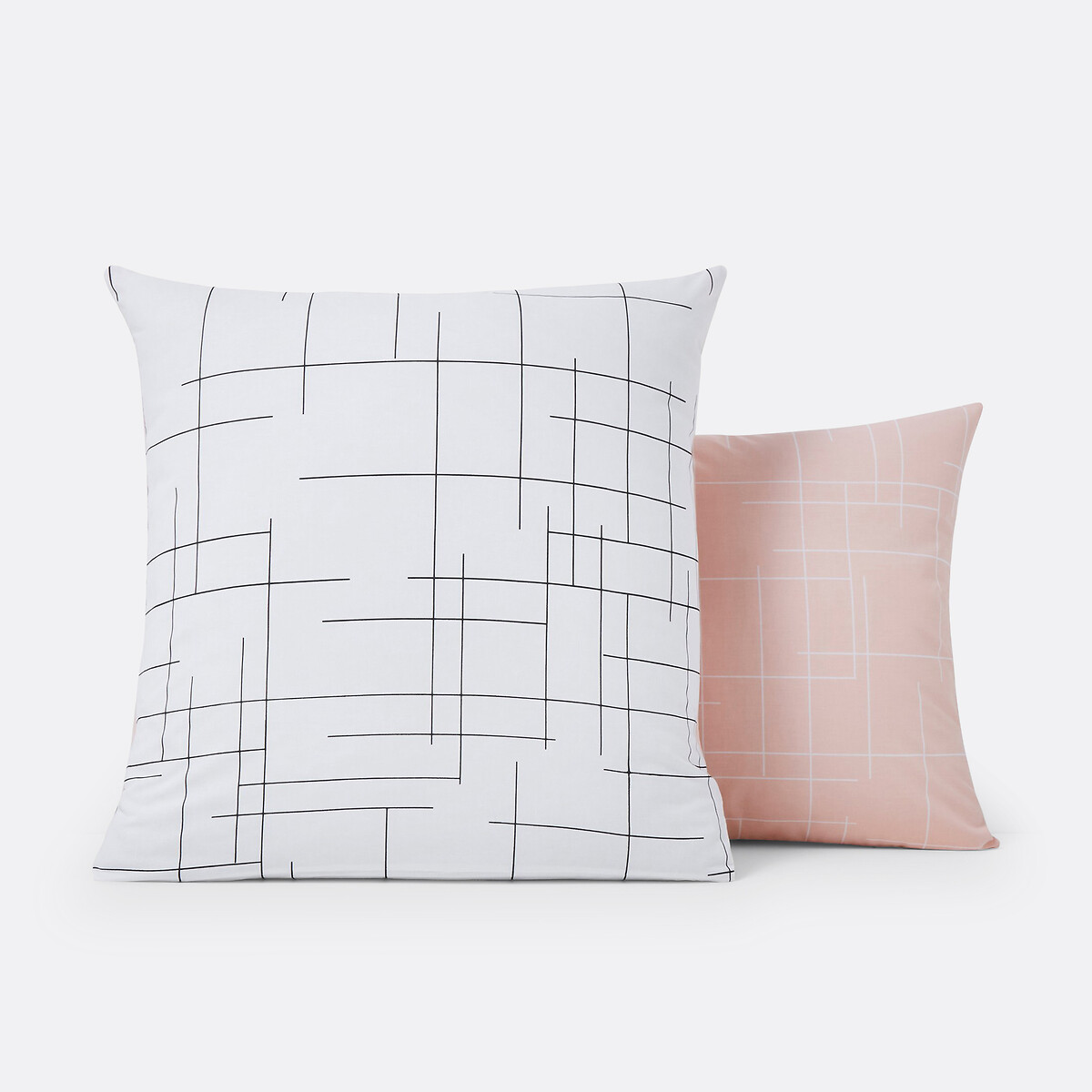 Omkeerbare kussensloop, Charline wit/roze/zwart, LA REDOUTE INTERIEURS