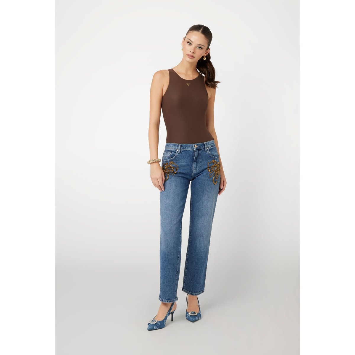 Jean Droit Perles bleu, GUESS