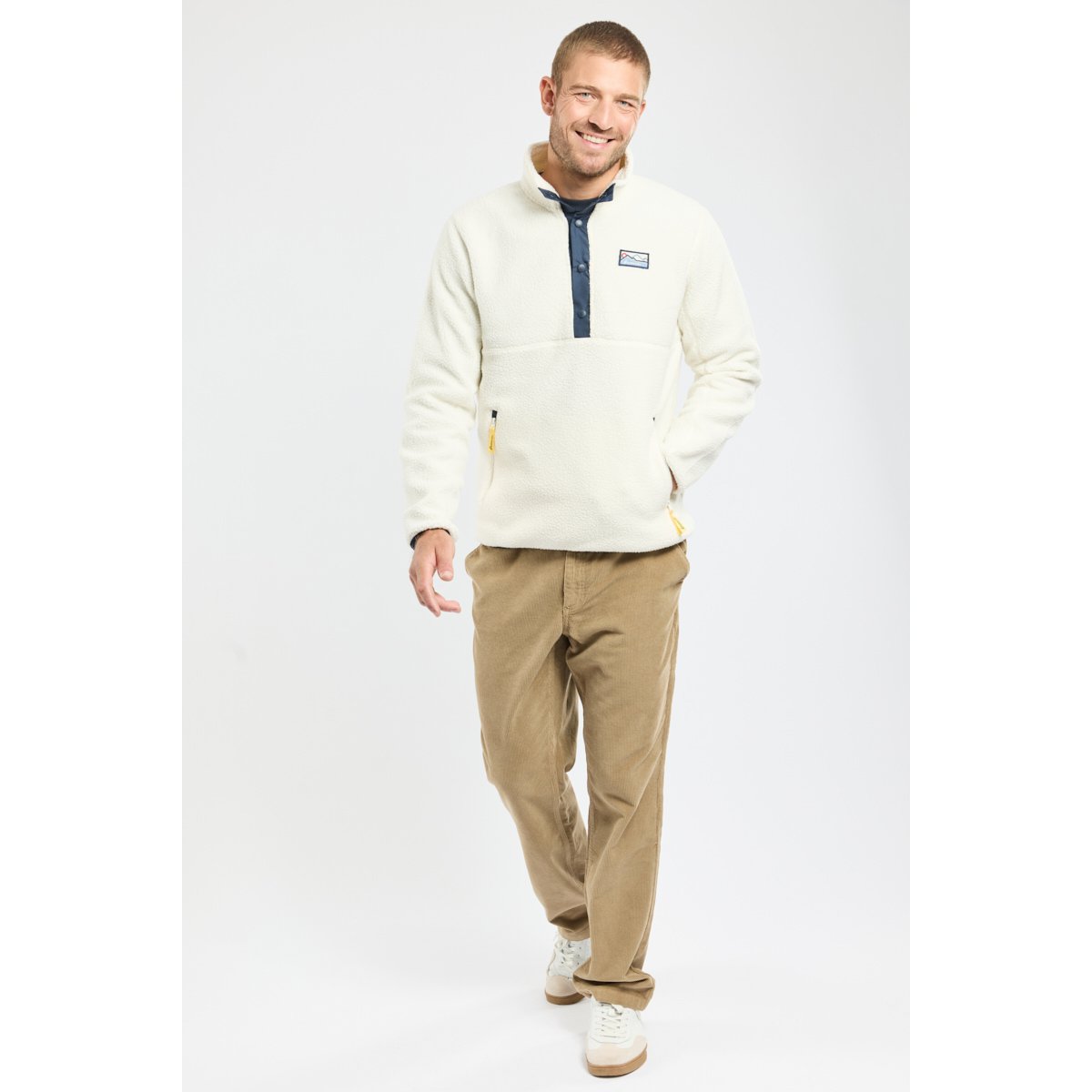 Veste polaire moutonnée en polyester recyclé PHENIX ecru, BERMUDES