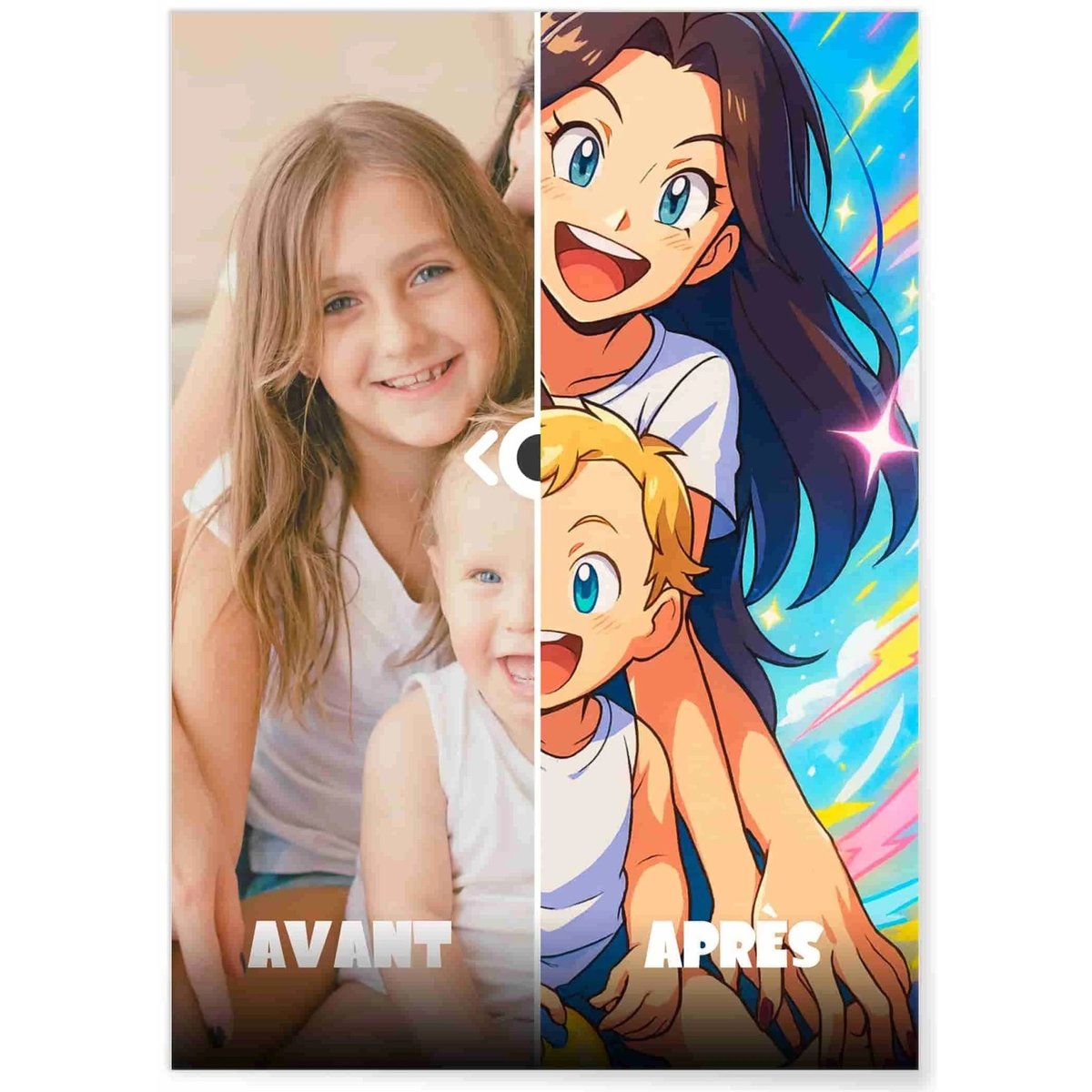 Portrait manga personnalisée   Style Animé Papa blanc, L'AFFICHERIE