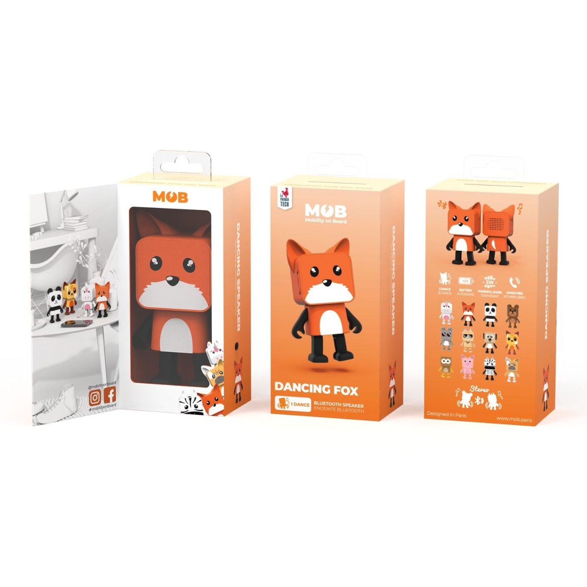 Enceinte dansante Animal Speaker orange, blanc, noir, MOB