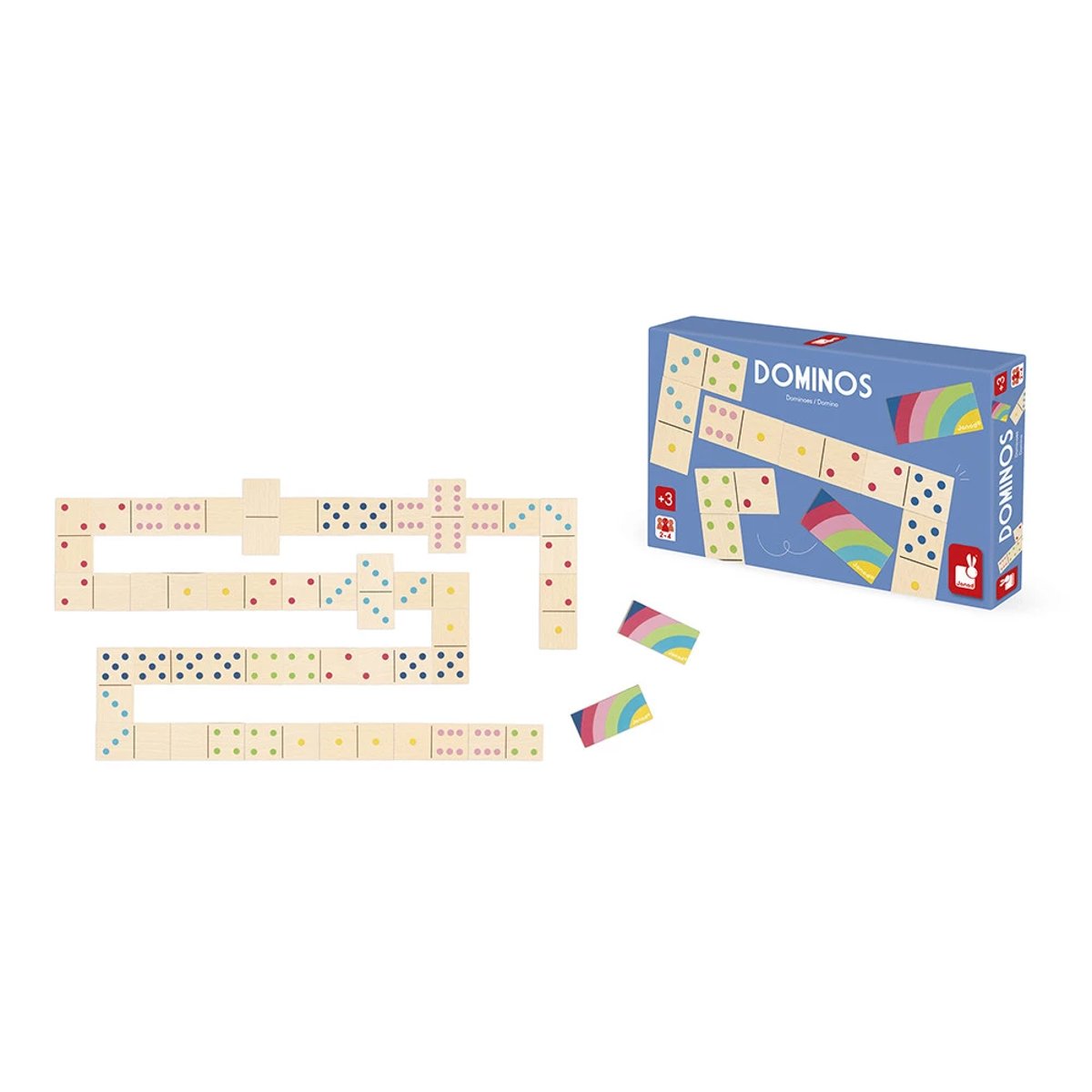 Jeu De Dominos En Bois 28 Pièces couleur unique, JANOD