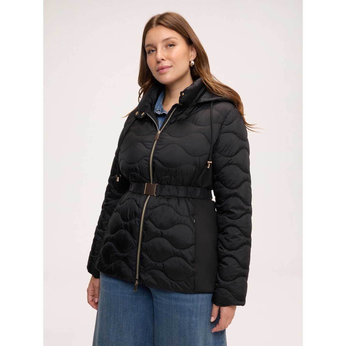 Doudoune avec ceinture à la taille noir, FIORELLA RUBINO