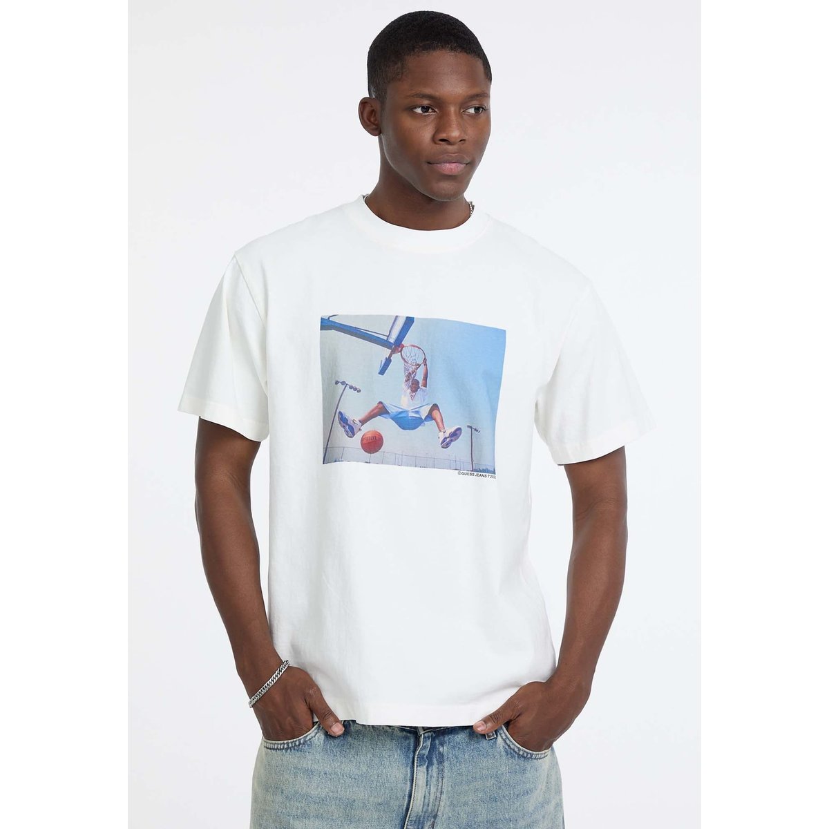 T-Shirt Imprimé Allen Iverson blanc, GUESS JEANS
