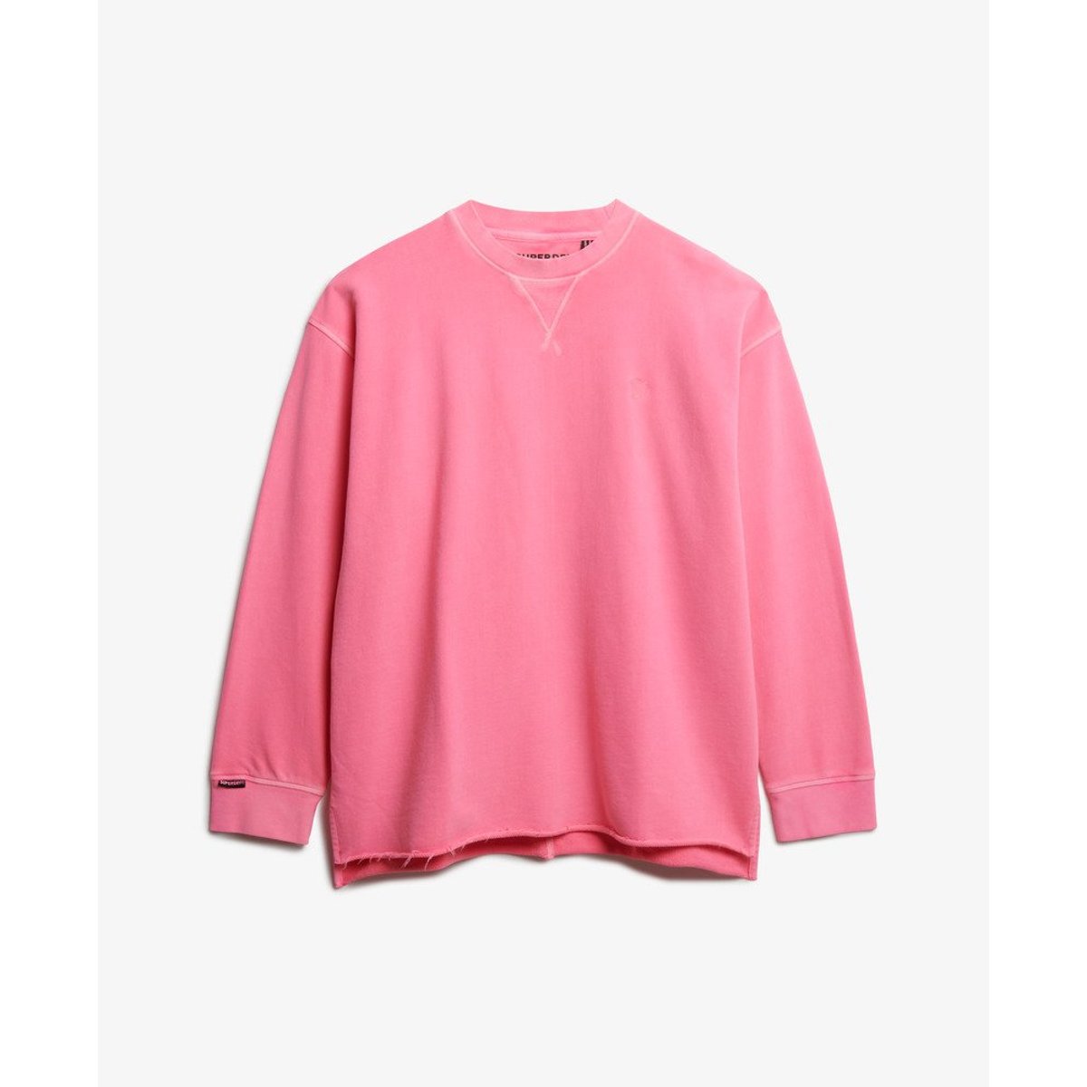 Sweatshirt Crew Studios rose fluo, SUPERDRY