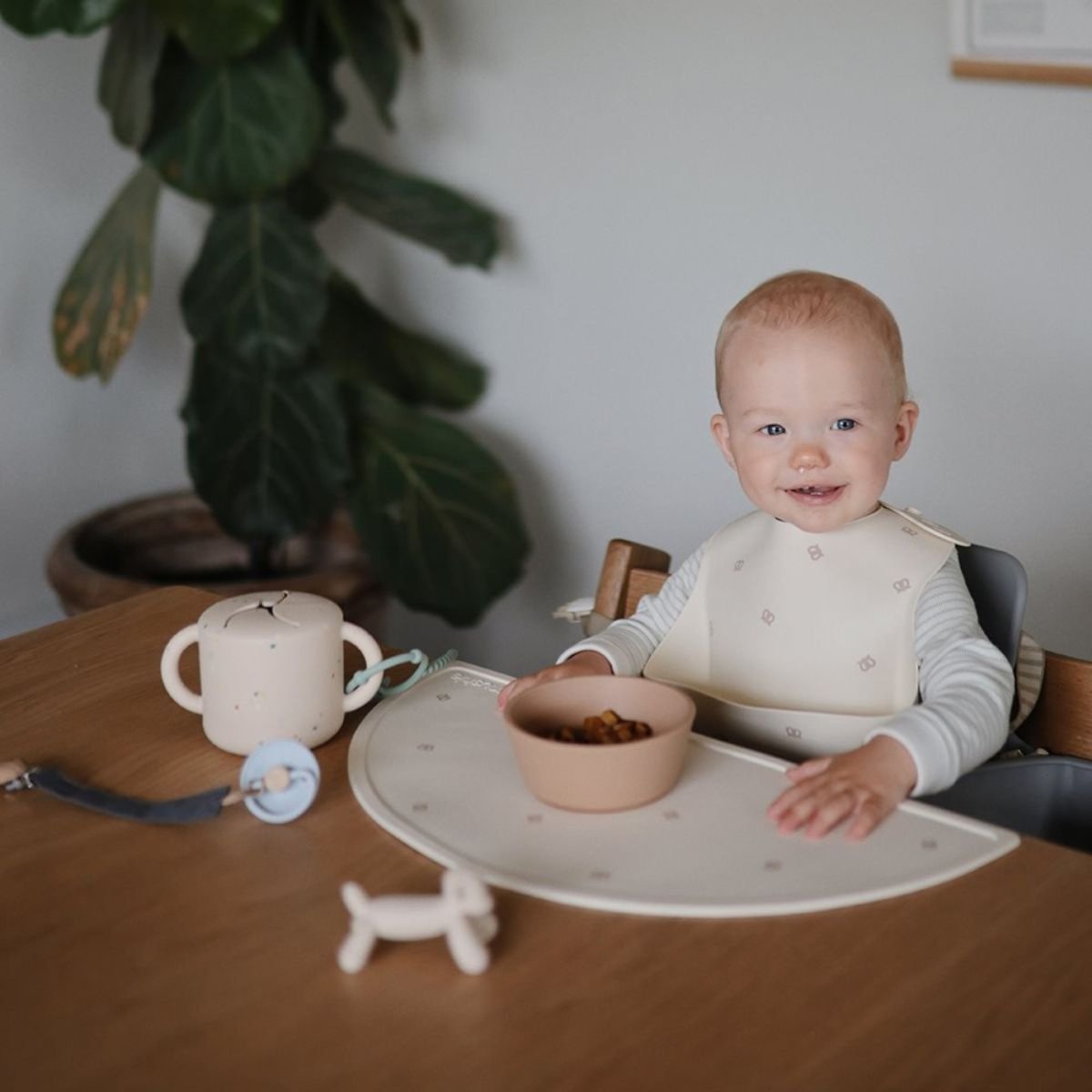 Set de table en silicone ecru, marron, MUSHIE