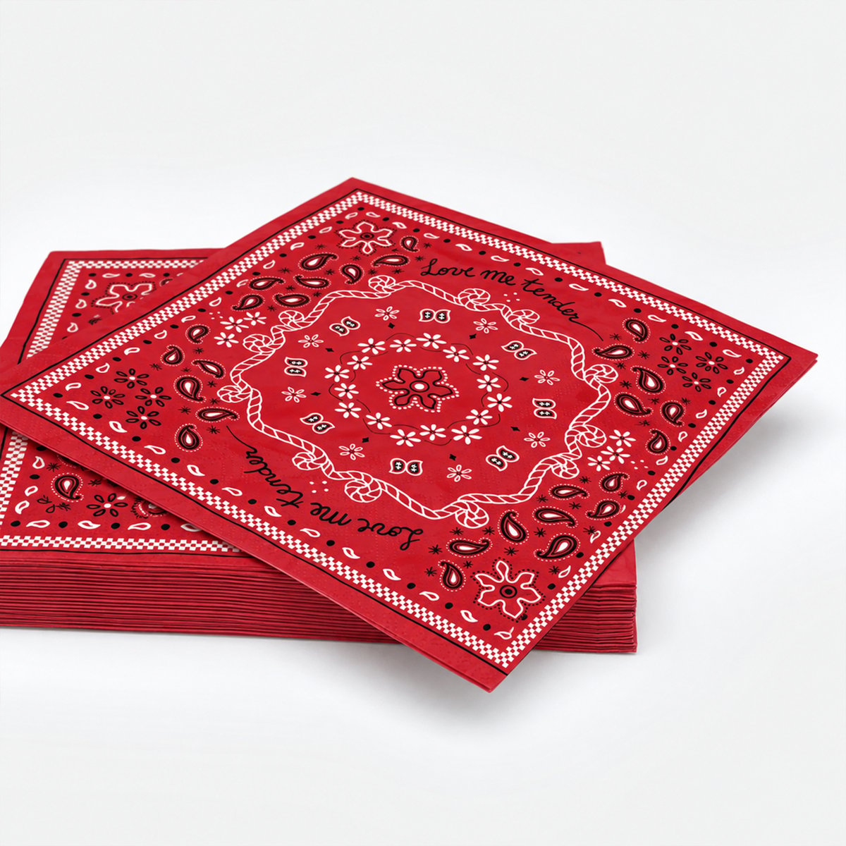 Lot de 20 serviettes papier bandana rouge, OPJET
