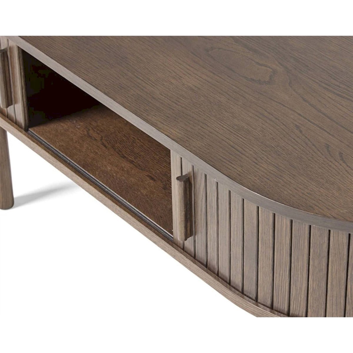 Table basse ovale bois avec rangement META chêne foncé, RECOLLECTION