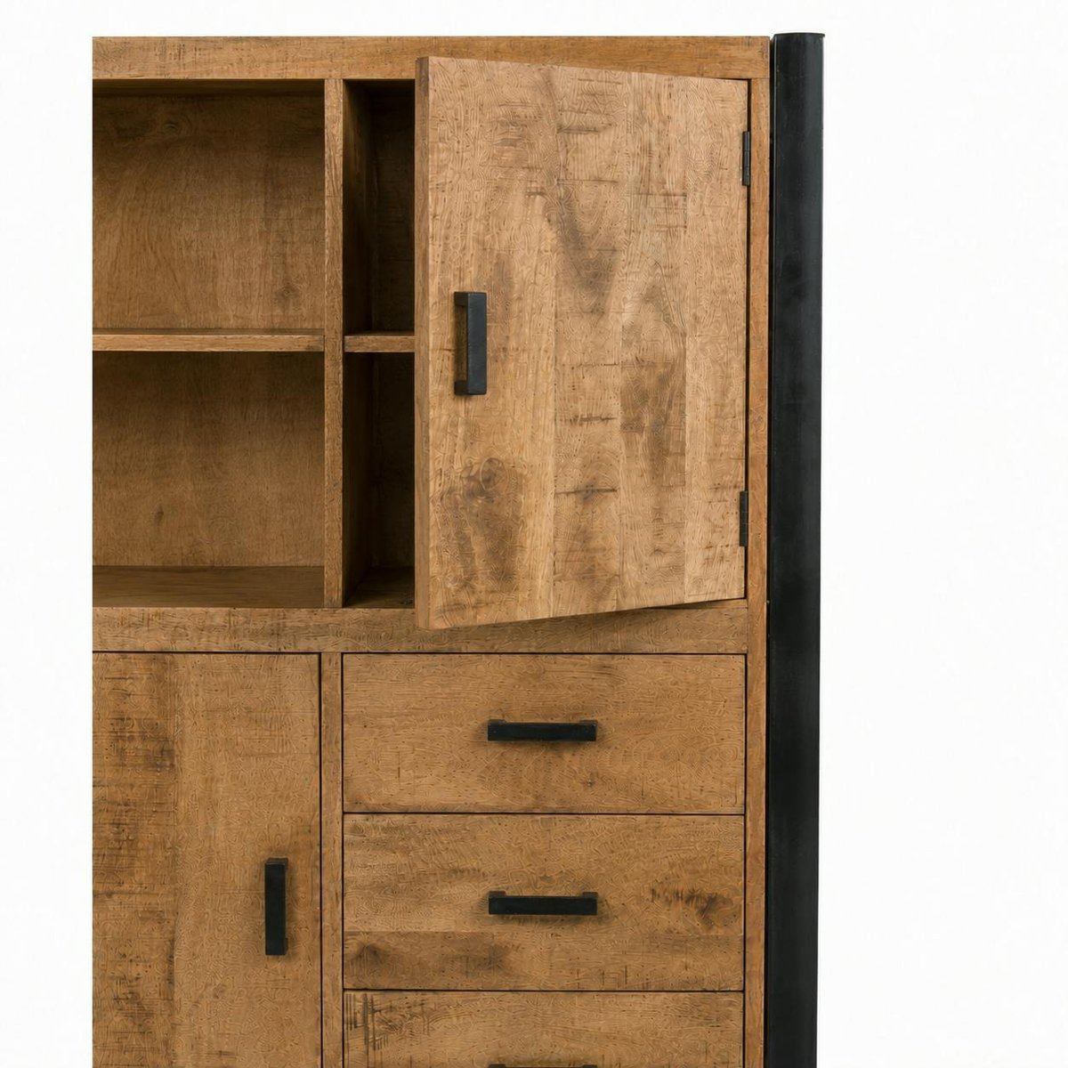 Buffet haut bois métal 2 portes KARGO bois naturel, PIER IMPORT
