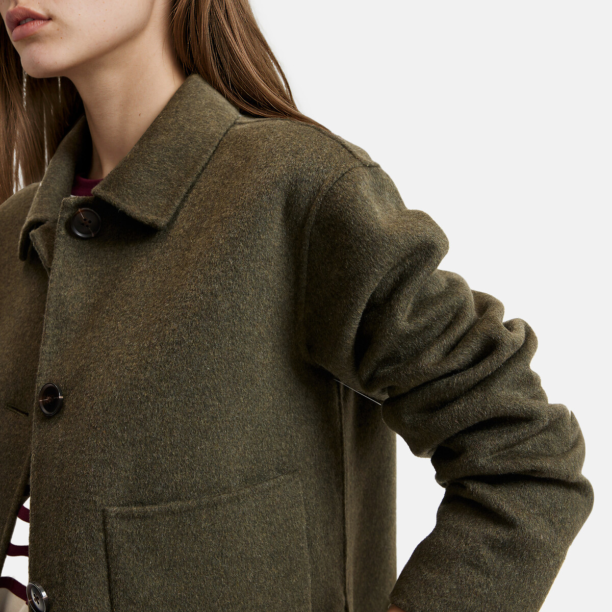 Abrigo corto hecho a mano de mezcla de lana verde, LA REDOUTE COLLECTIONS