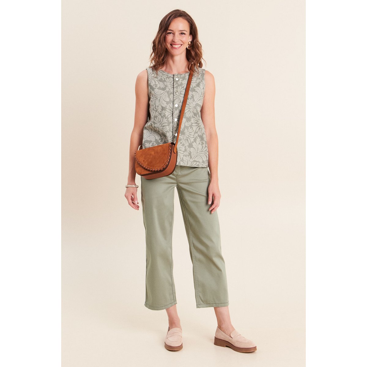 Pantalon droit 7/8ème taille basculée gris, BREAL