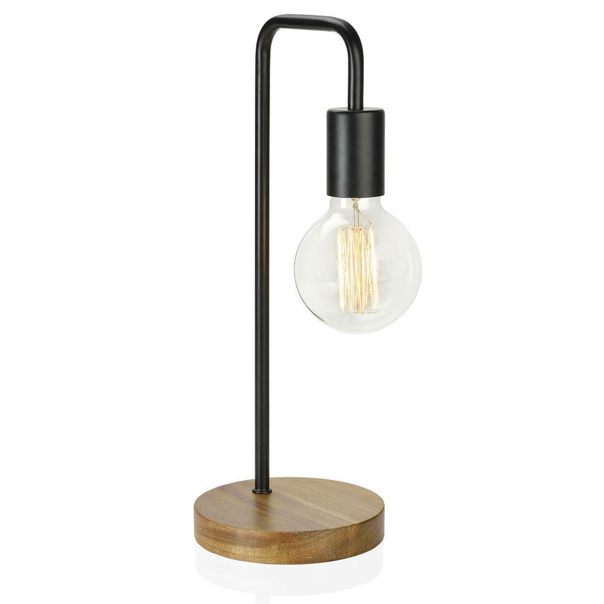 Lampe à Poser Courbée Design en Bois et Métal Noir noir, WADIGA