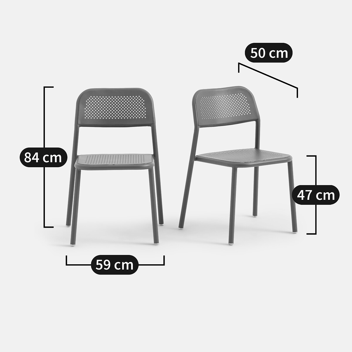 Lot de 2 chaises de jardin aluminium, Lyona noir, LA REDOUTE INTERIEURS