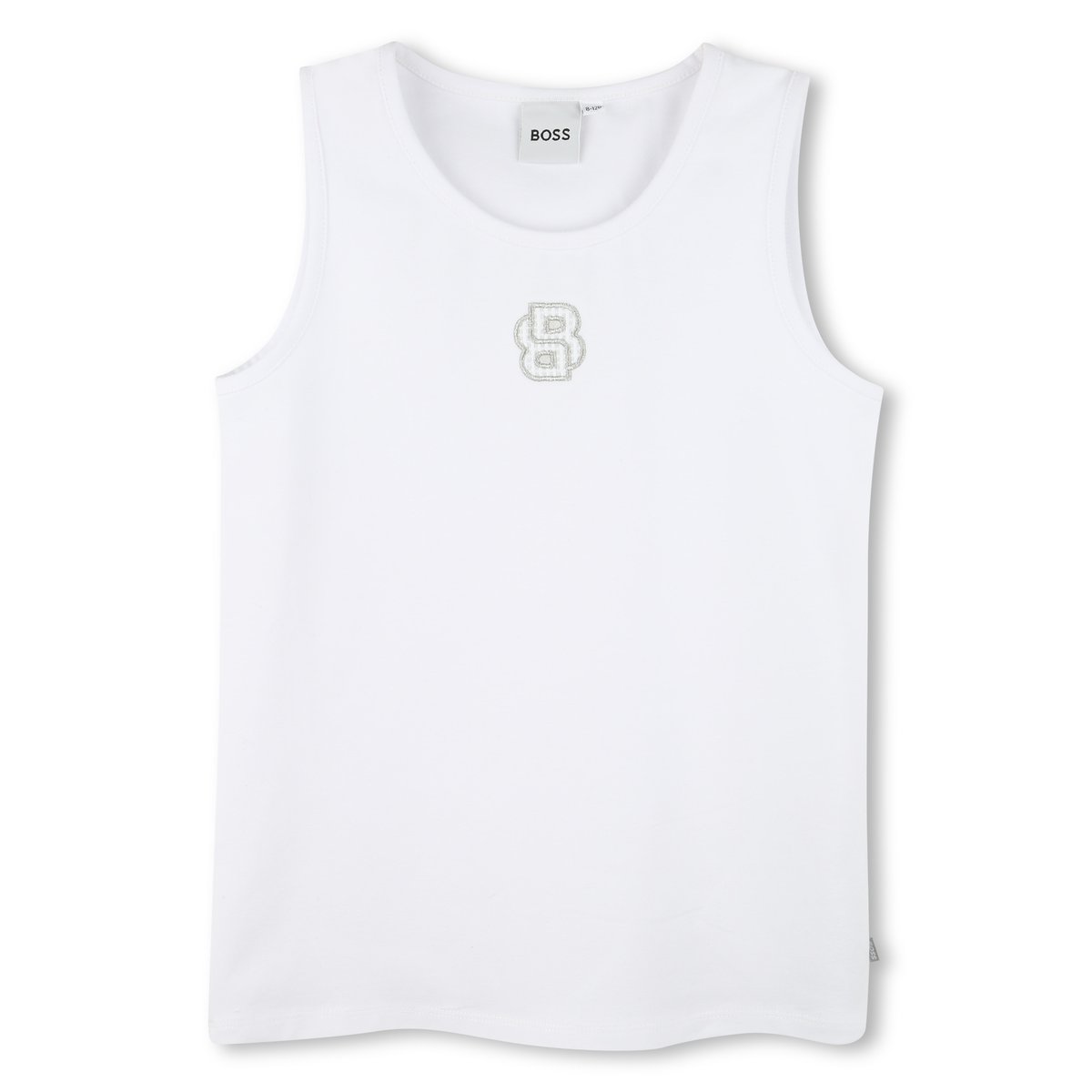 Canotta ricamata blanc, BOSS KIDSWEAR