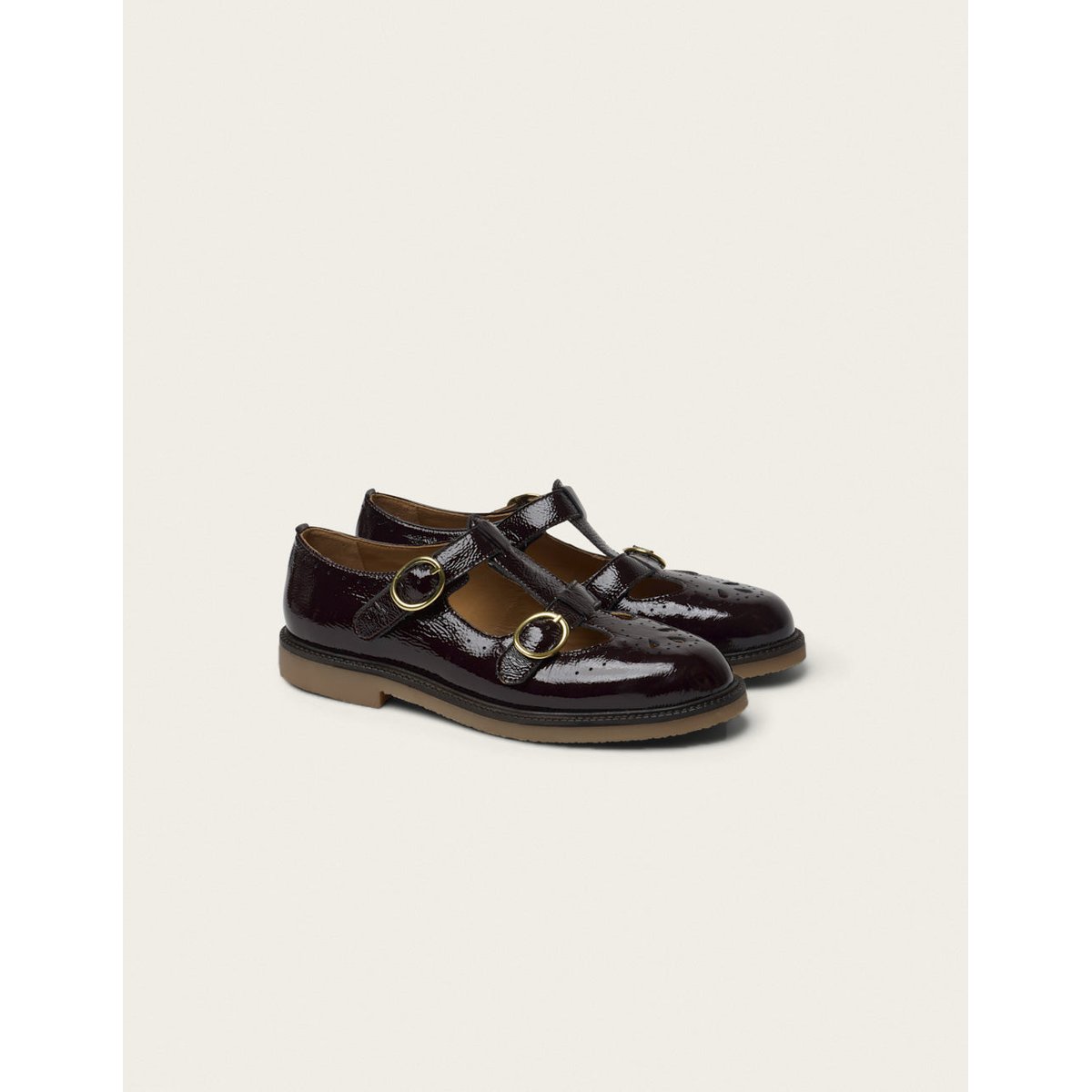 Derbies ZORI cuir plissé verni chocolat, ODAJE