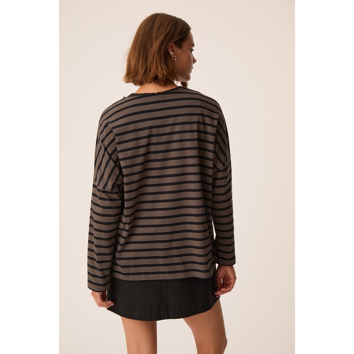 T-shirt à manches longues marinière, FILLY gris/noir, DES PETITS HAUTS