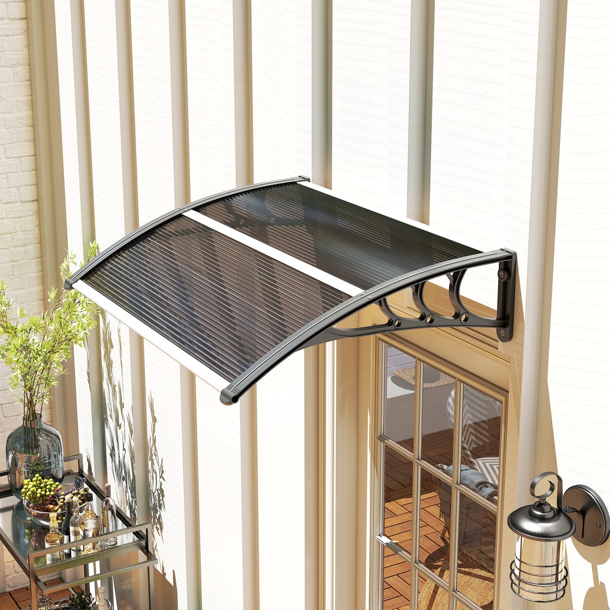 Auvent de porte Polycarbonate Noir noir, OUTSUNNY