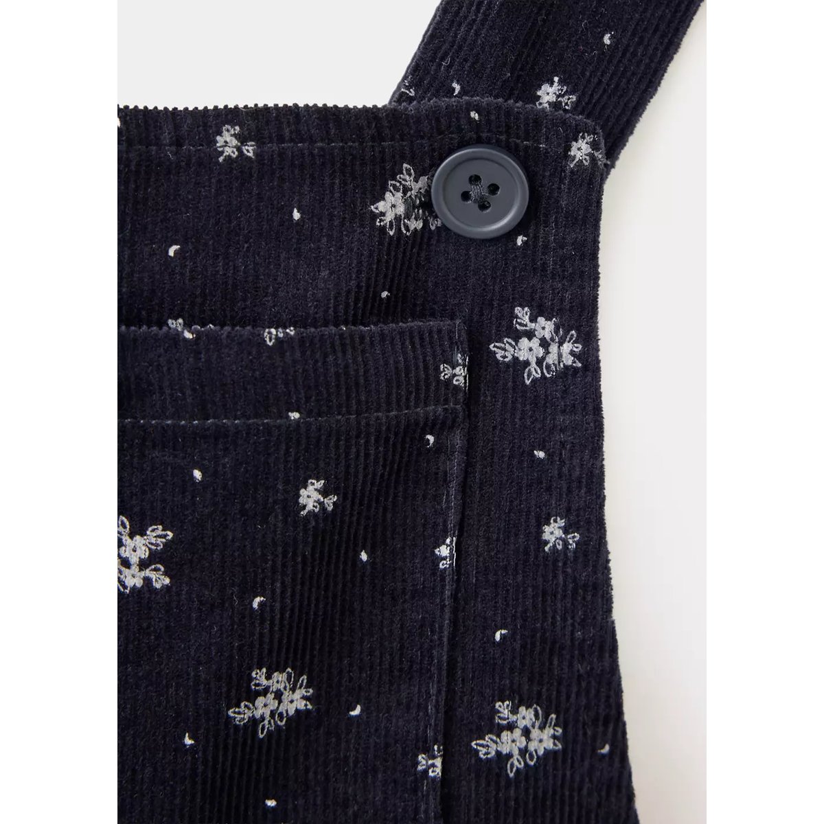 Salopette velours côtelé en imprimé fleuri bleu marine, MANGO BABY