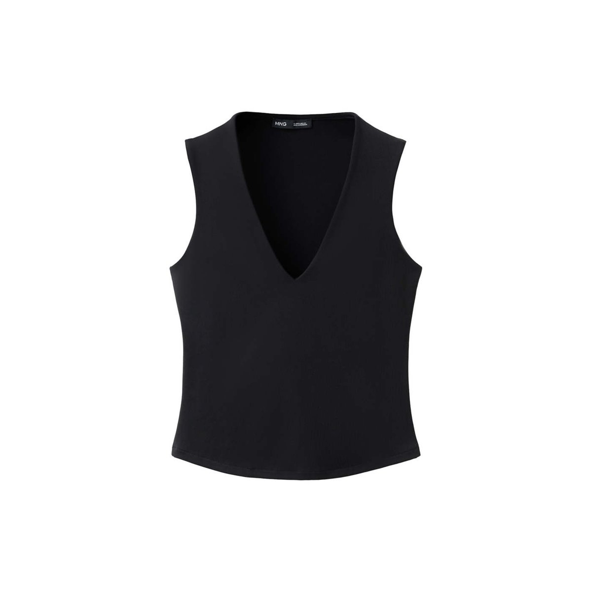 Top ajusté col en V noir, MANGO