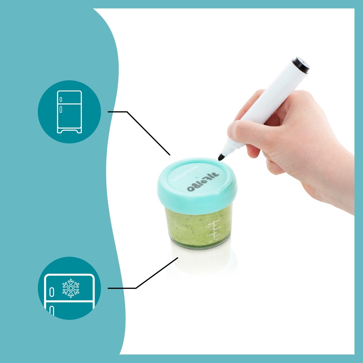 Pots de conservation en verre et livre de recettes transparent, BABYMOOV