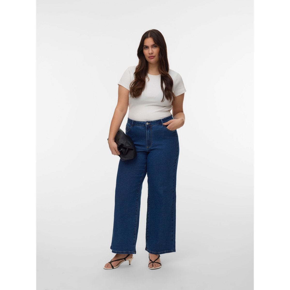 Jean À Coupe Large dark blue denim, VERO MODA