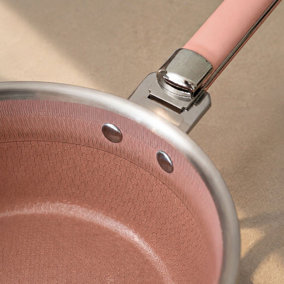 Casserole 20cm en acier inoxydable, AGLAE inox-rose, MENASTYL