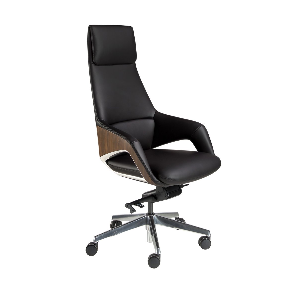 Fauteuil de bureau pivotant en similicuir acier noir, ANGEL CERDA