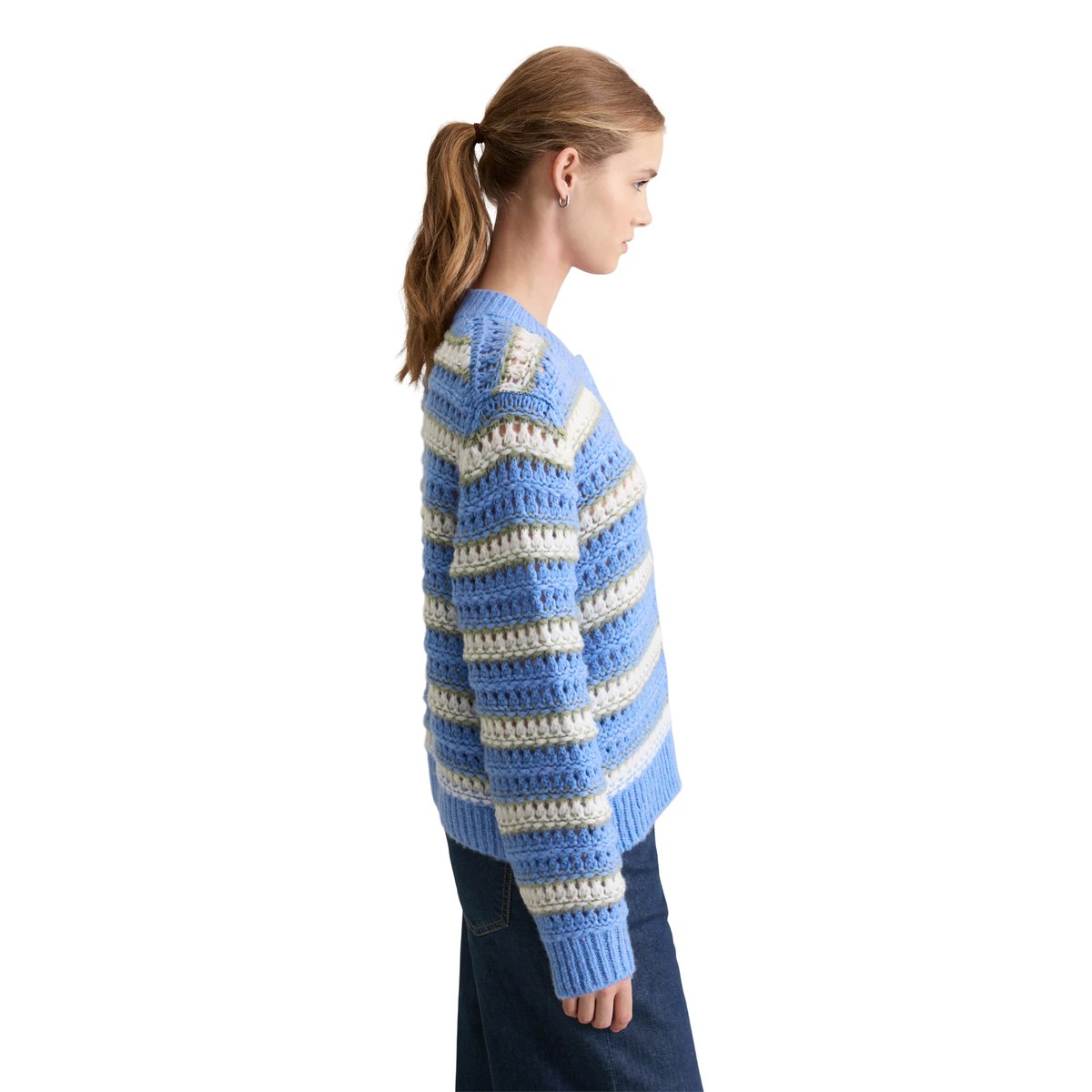 Cardigan regular en doux mélange de laine vierge bleu moyen, MARC O’POLO DENIM