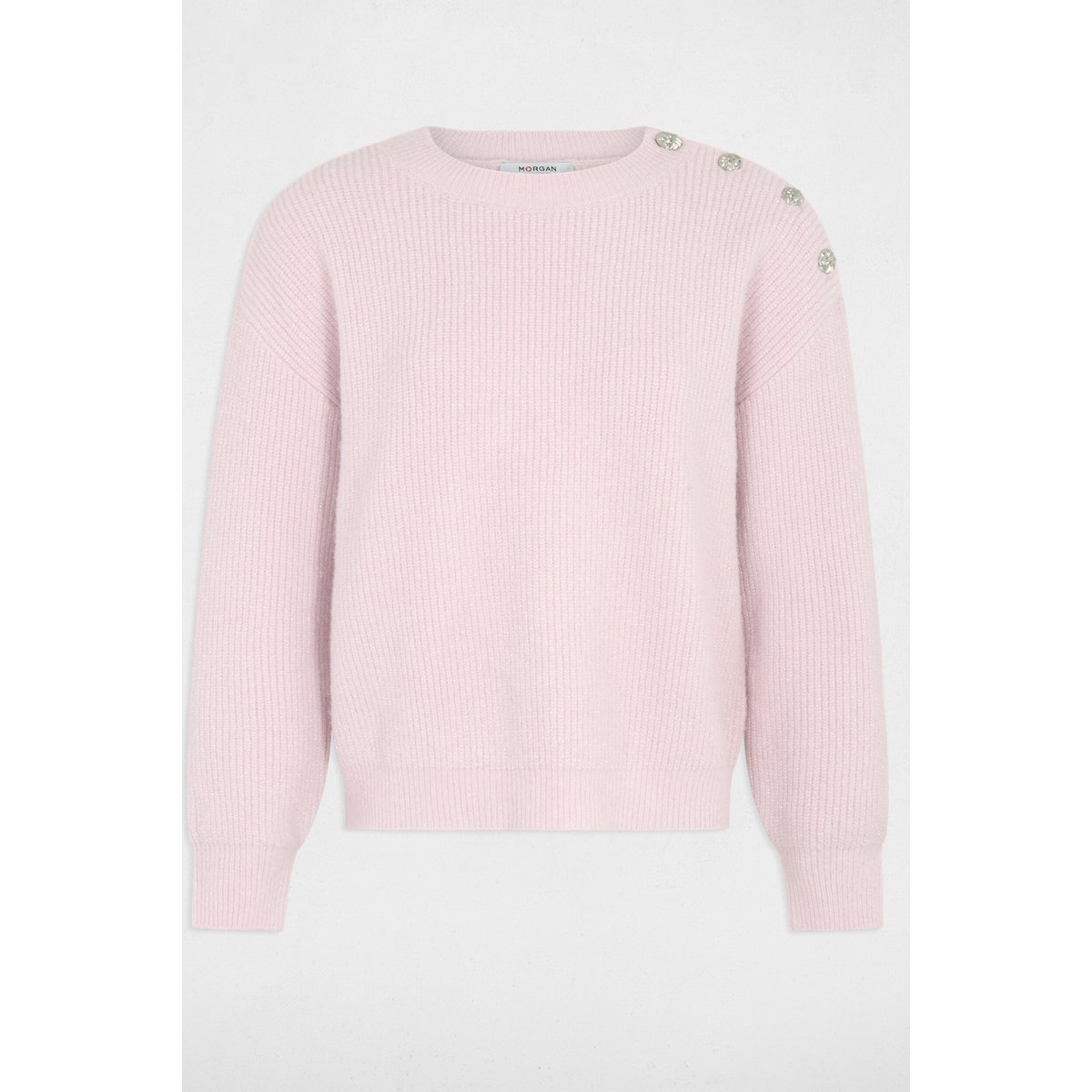Pull épais métallisé rose pastel, MORGAN