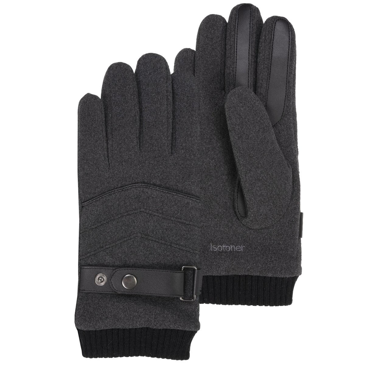 Gants tactiles, microfibre - doublés imitation fourrure gris, ISOTONER