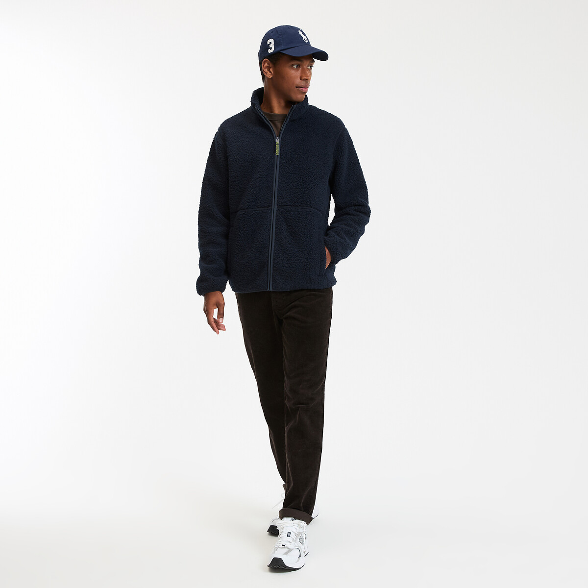 Kort sherpa jasje met opstaande kraag, tussenseizoen marineblauw, LA REDOUTE COLLECTIONS