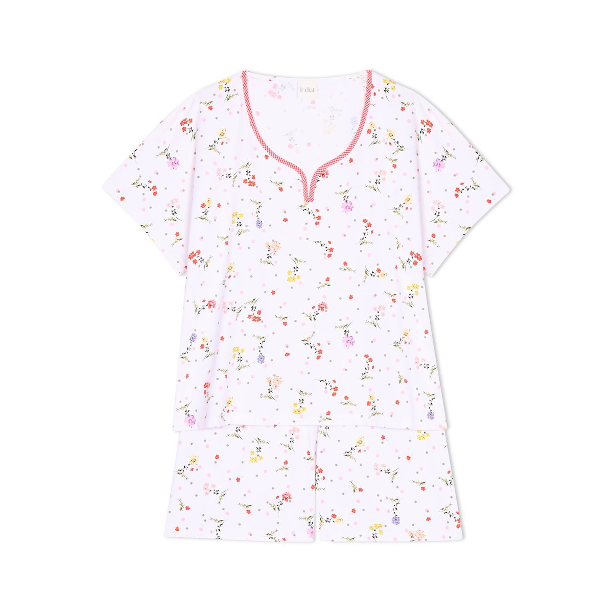 Pyjama short en coton DAISY 200 multicolore, LE CHAT