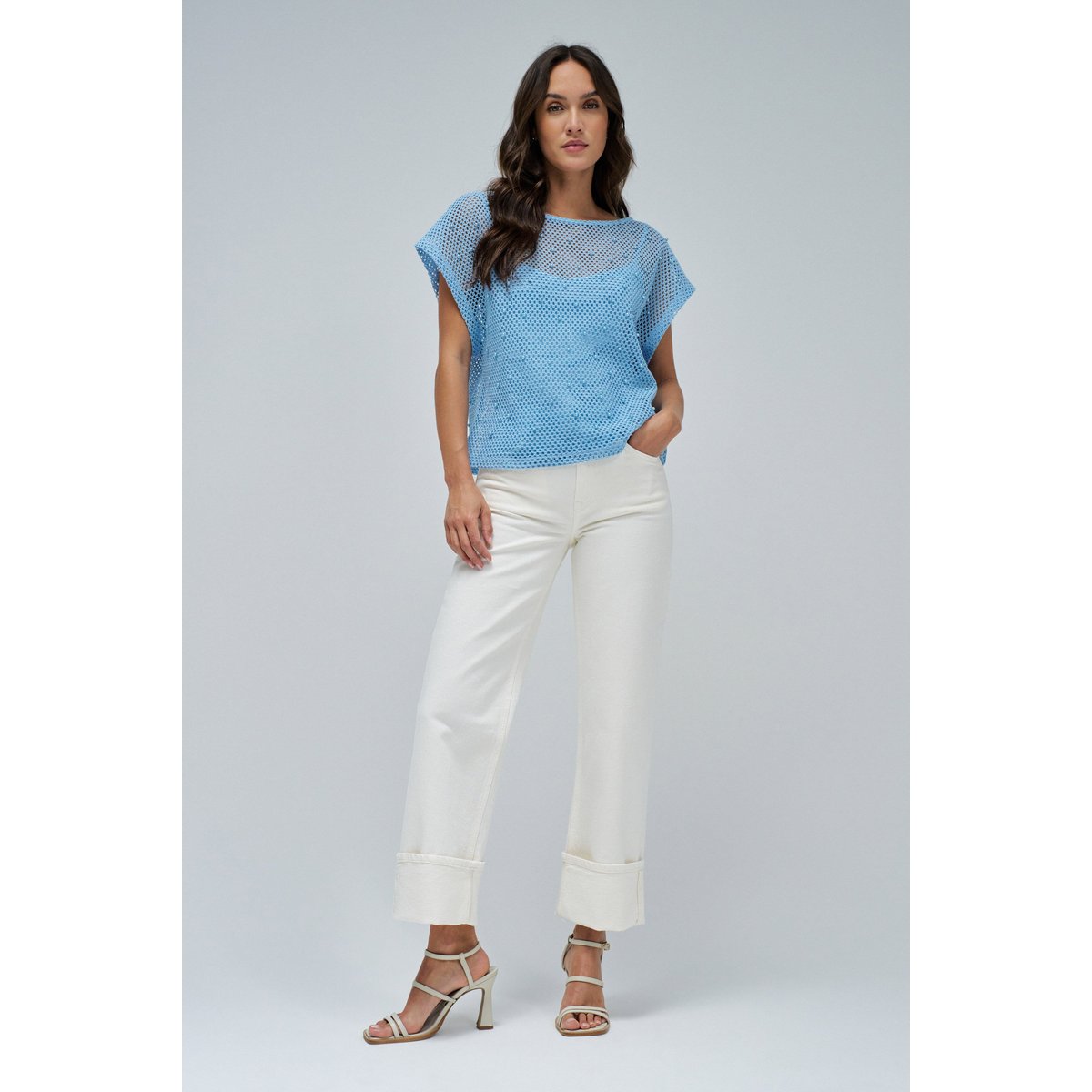 T-SHIRT EN CROCHET bleu marine, SALSA JEANS