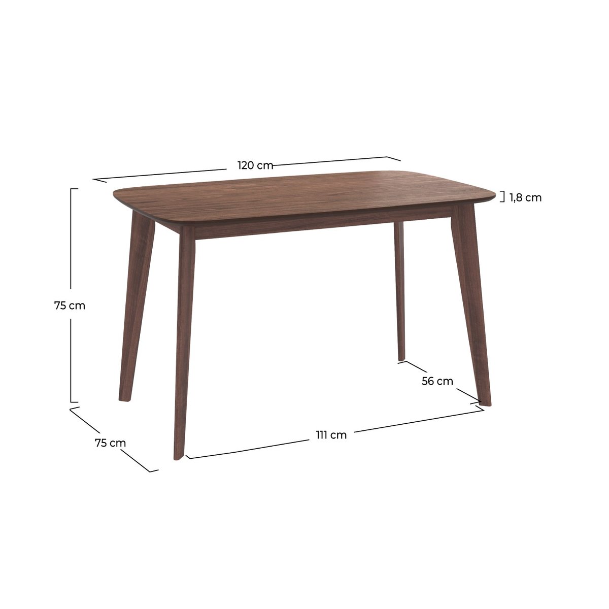 Table rectangulaire 4 personnes en bois 120 cm - OMAN bois foncé, MAISON PAVANE