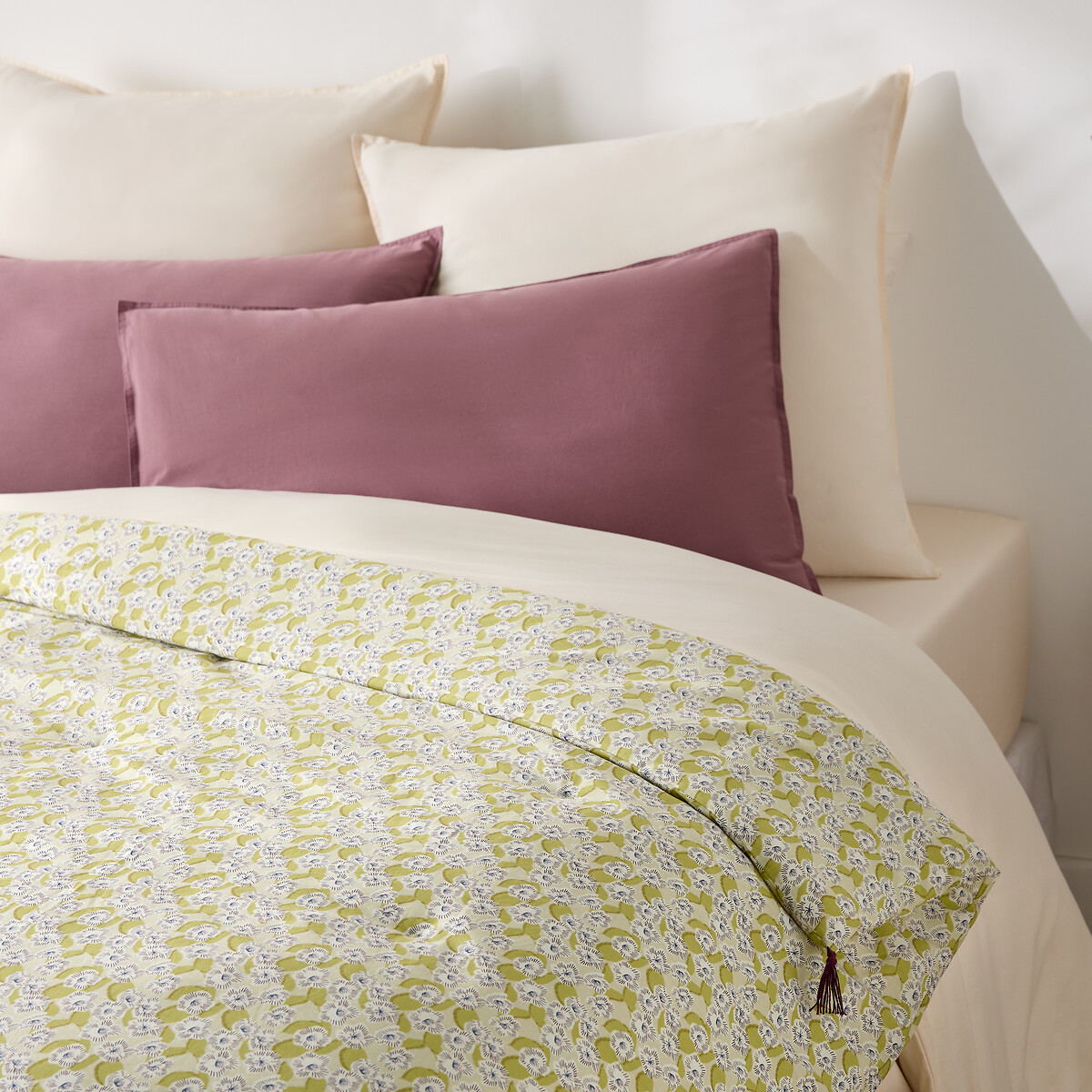 Édredon matelassé imprimé floral voile de coton, MALKO imprimé, LA REDOUTE INTERIEURS