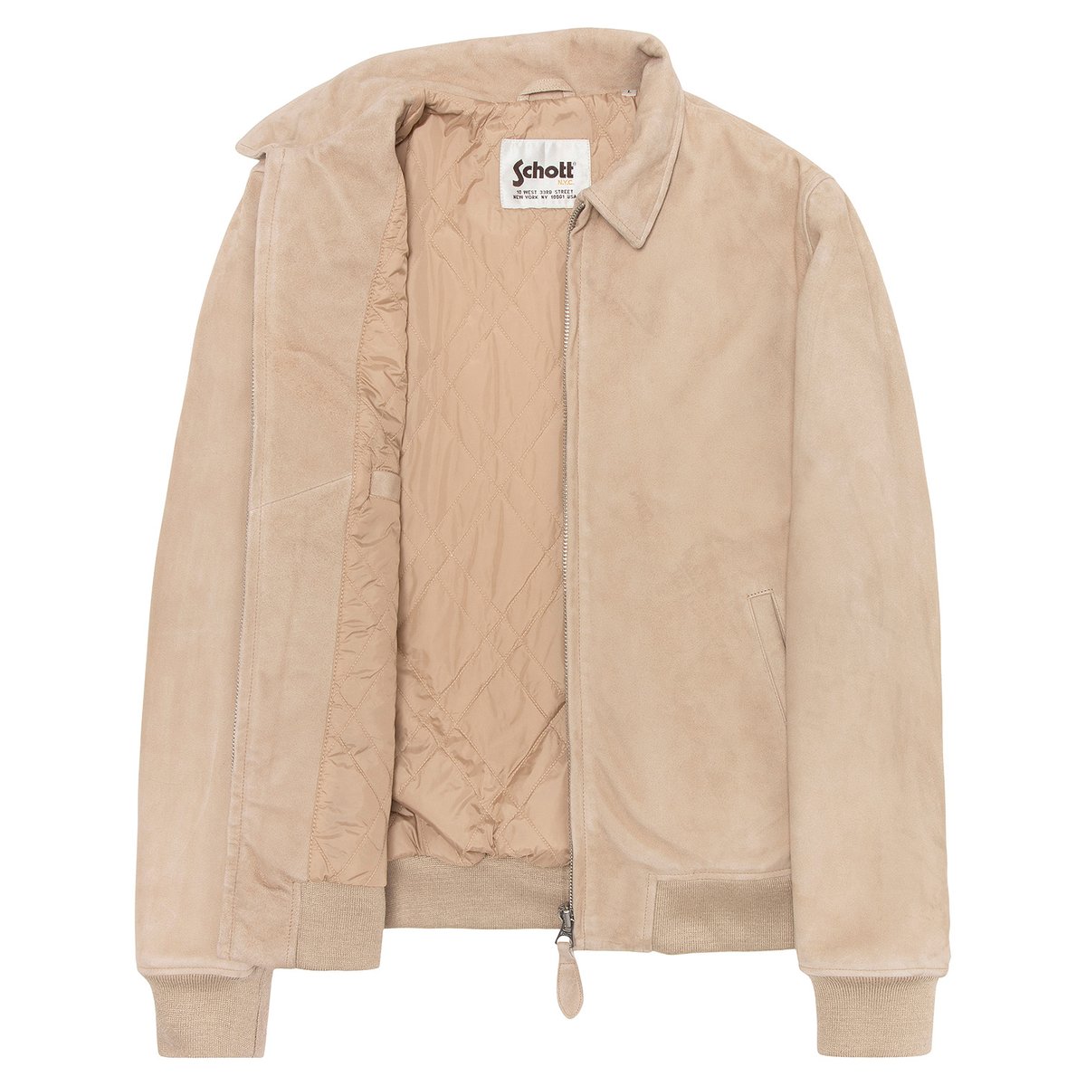 Blouson casual, cuir de chèvre velours beige, SCHOTT