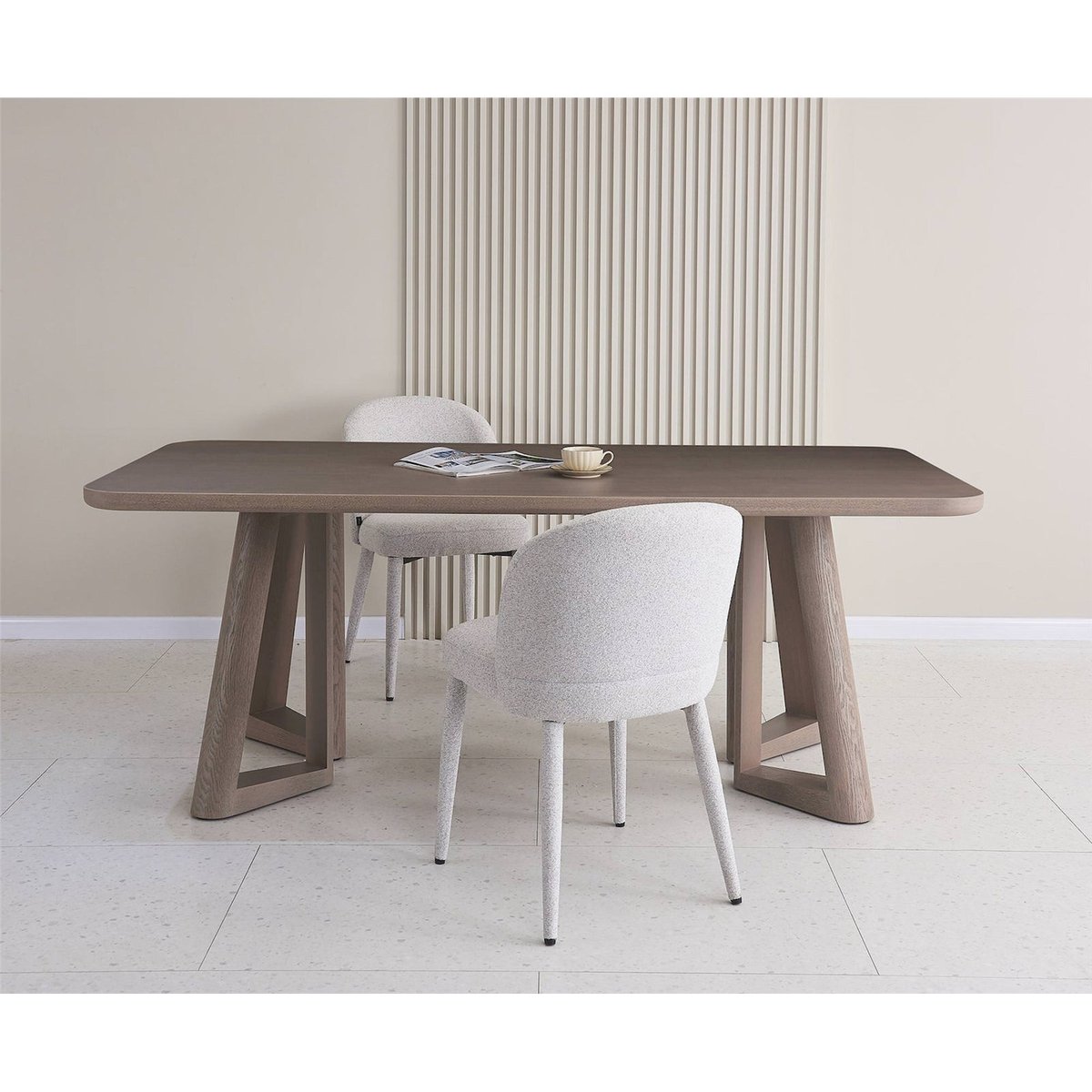 Table de repas ALISSER plaquée frêne noyer, RECOLLECTION