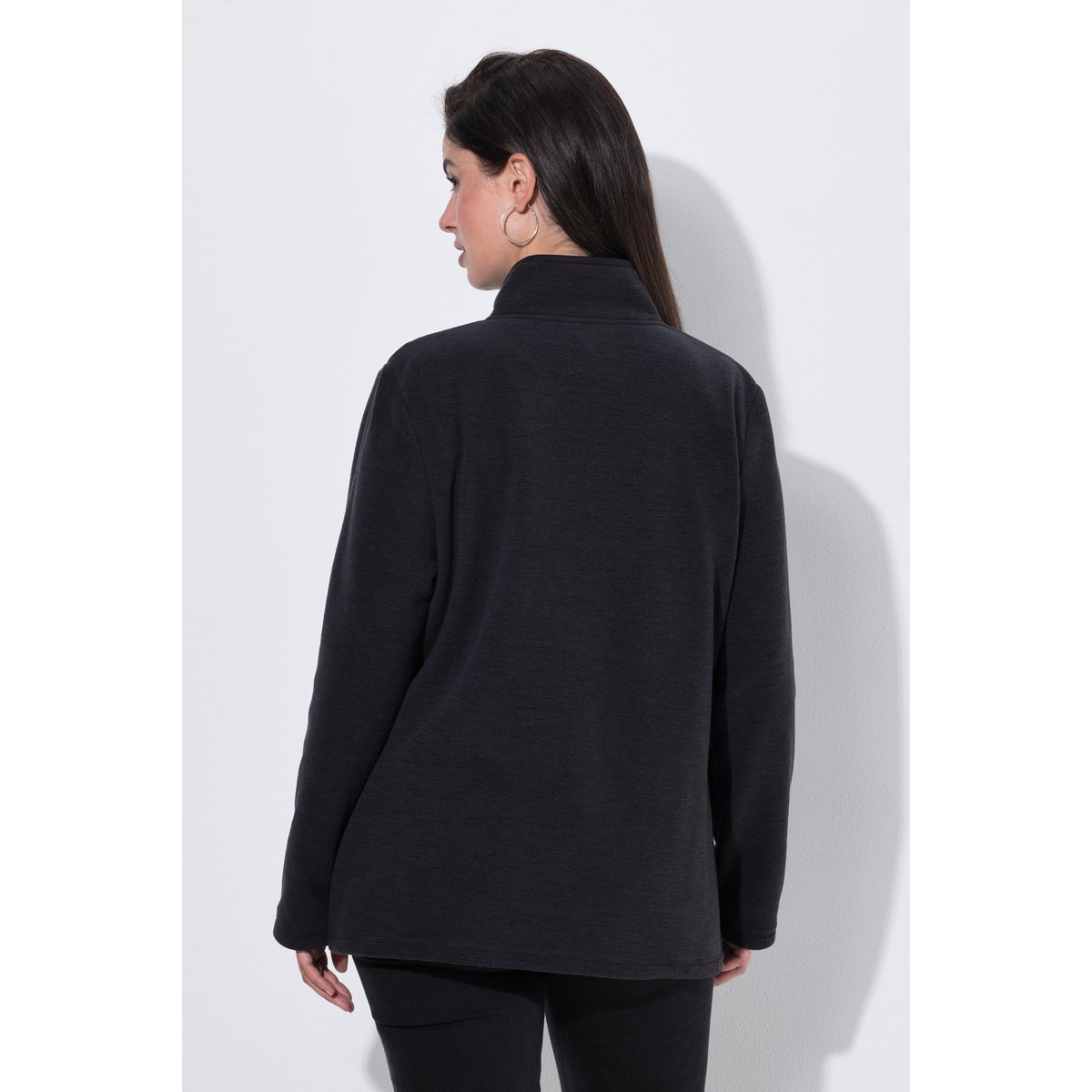 Veste en polaire chinée, col montant noir, ULLA POPKEN