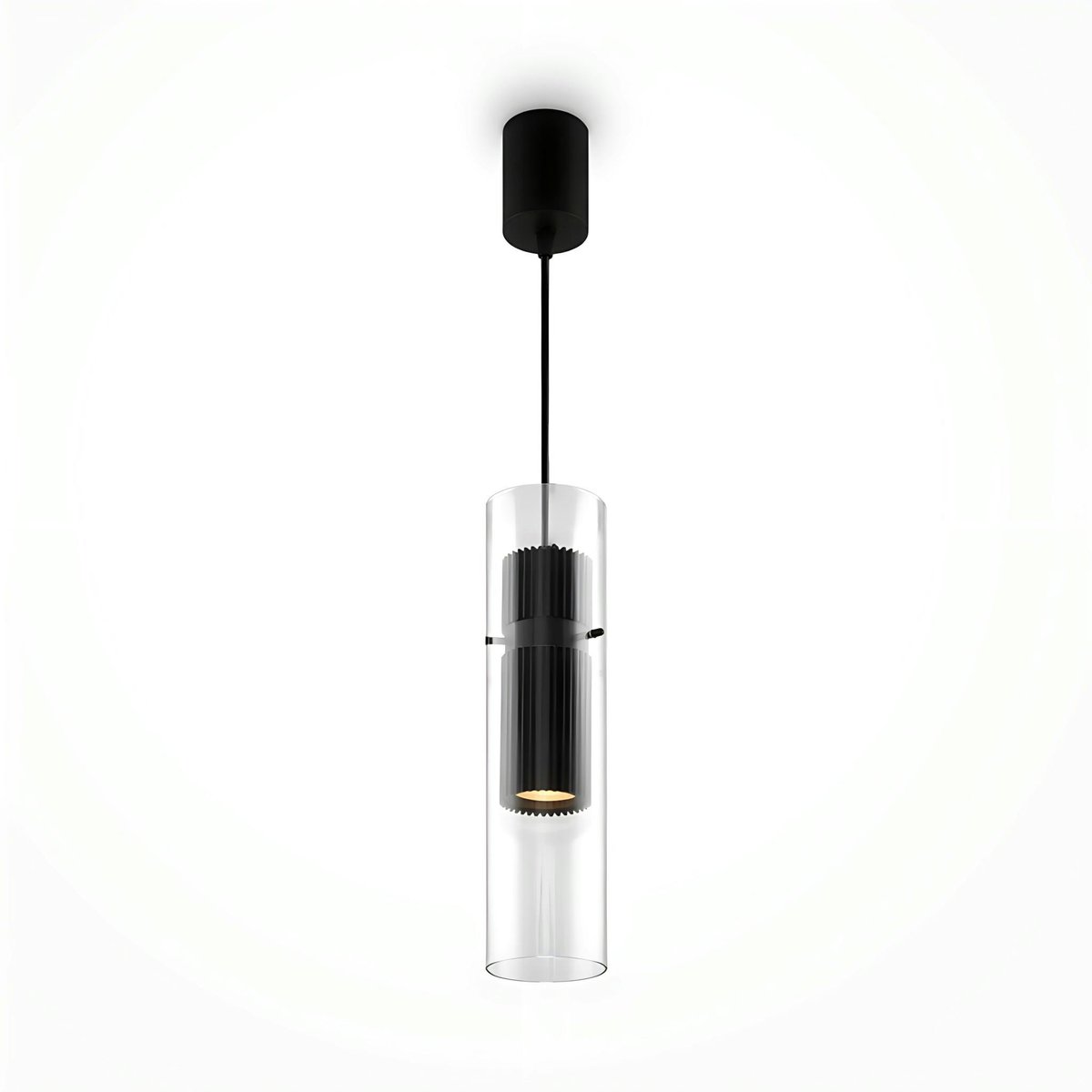 Suspension design cylindre en verre TAVA noir, PIER IMPORT