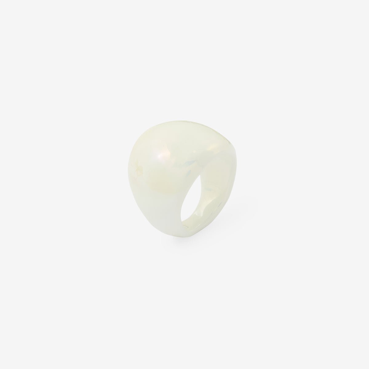 Grosse bague en verre blanche blanc, BALABOOSTE