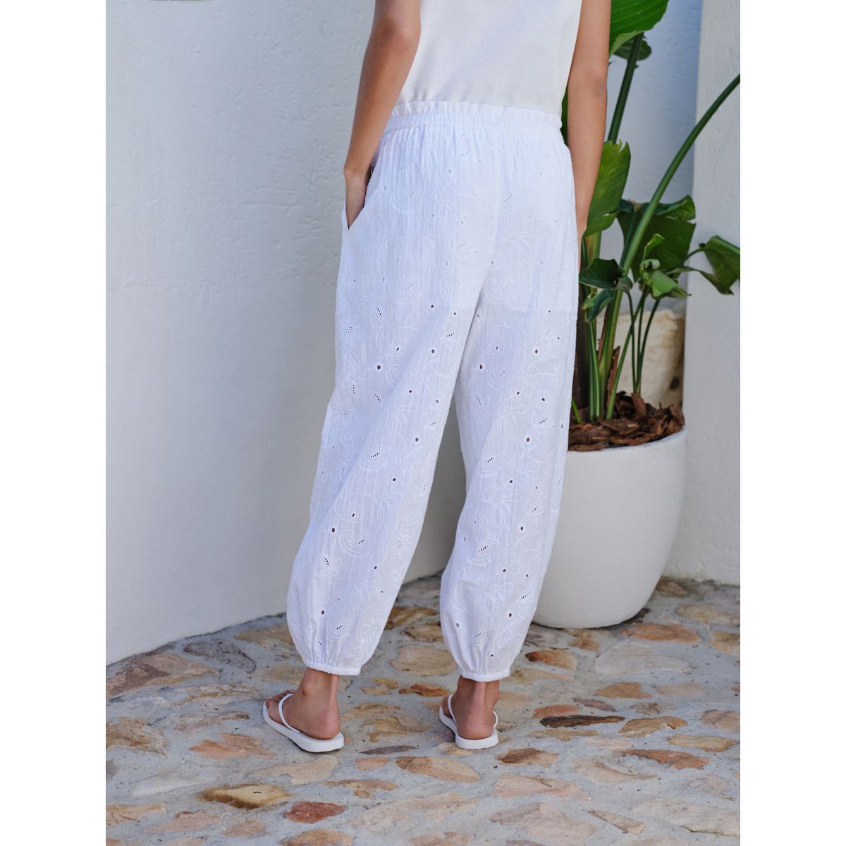 Pantalon bouffant brodé blanc, NEXT