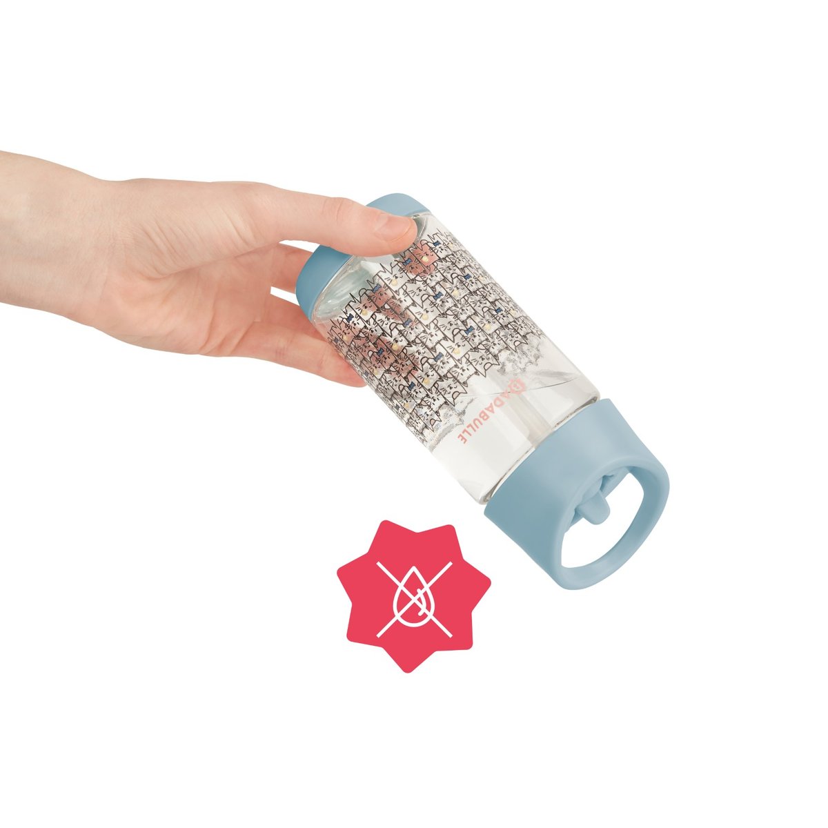 Gourde enfant à paille anti-fuite transparent, BADABULLE