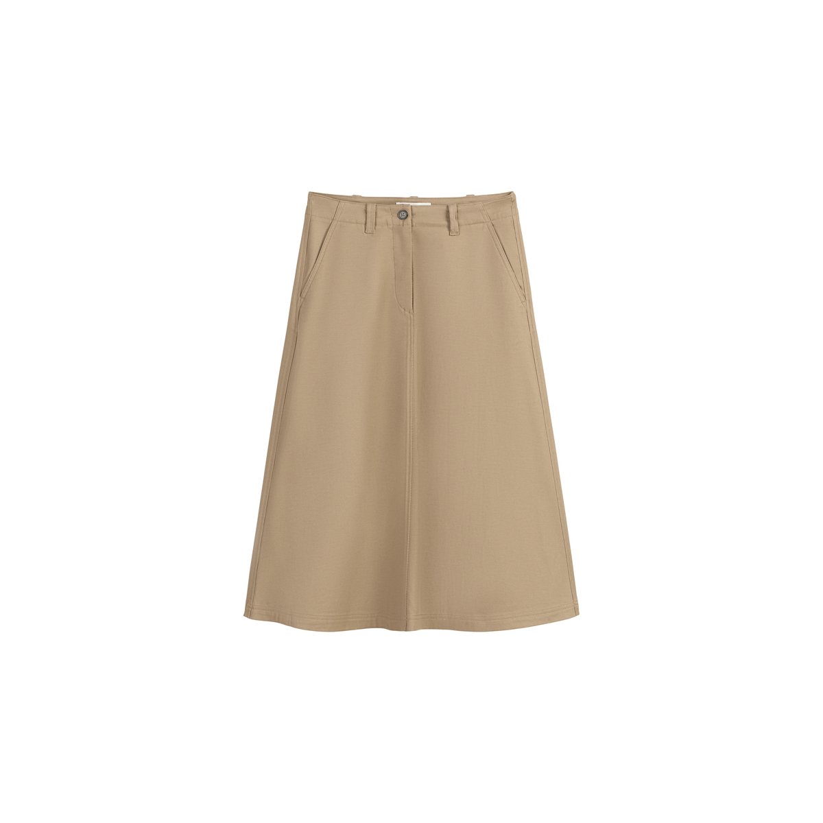 Jupe midi A-Shape en Organic Cotton-Lyocell stretch marron, MARC O'POLO