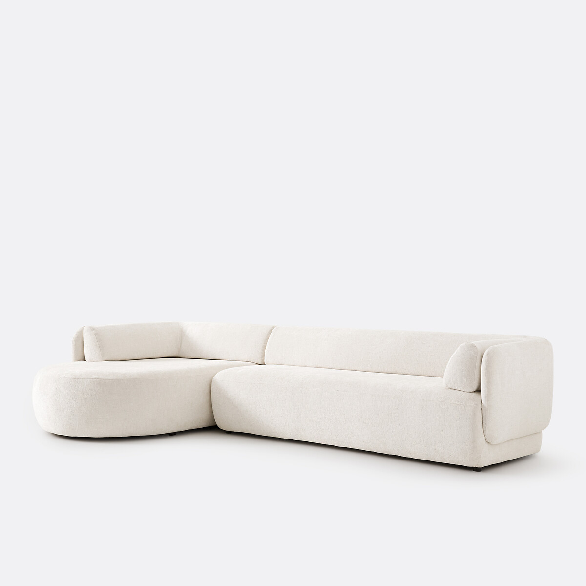 Ecksofa mit Ecke links Méridiano, dicker Samt ecru, LA REDOUTE INTERIEURS