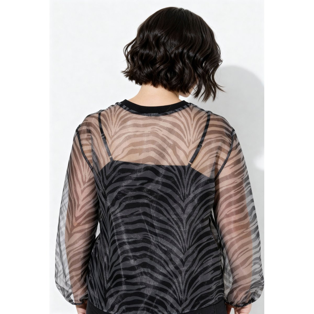 Blouse doublée motif zébré noir, ULLA POPKEN
